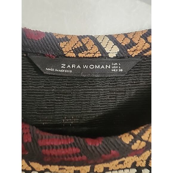 Zara Women Top L Geometric Cropped Aztec Y2K Southwestern Embroidered - Picture 4 of 7